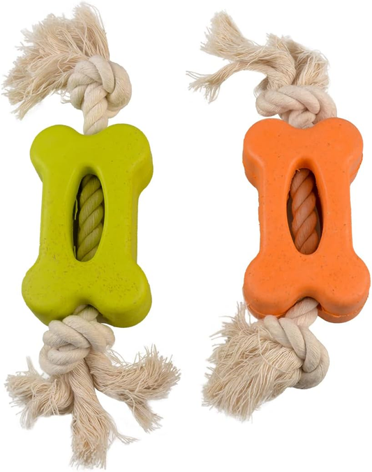 Duvoplus, Eco Rubber Bone Flat Bamboo Rice + Cotton 27 x 6.5 x 3.8 cm Toy Dog