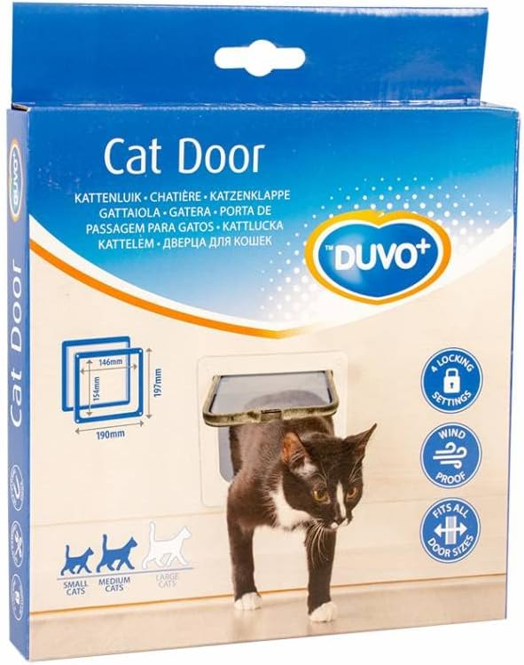 LARGE CAT DOOR + TUNNEL 23,3x25cm white - petshome