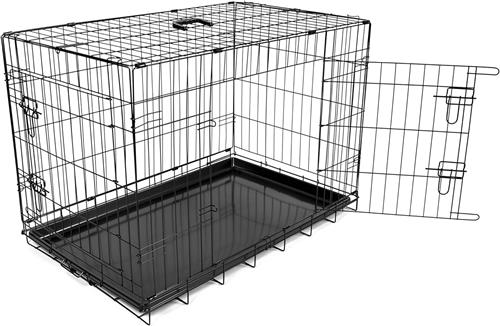 Dog Crate 2Doors Plastic Tray (S)
