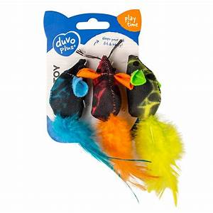 Duvo Flash Mice With Feathers 3Pc - 19 x 5.5 x 3 cm - SM Bros Group