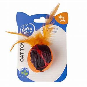 Flash Ball with feathers 12x4x4,5cm orange - petshome